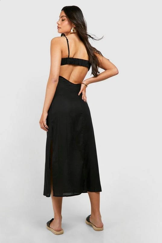 BOOHOO Linen Look Strap Detail Maxi Dress 2 BOOHOO Linen Look Strap Detail Maxi Dress - Image 2