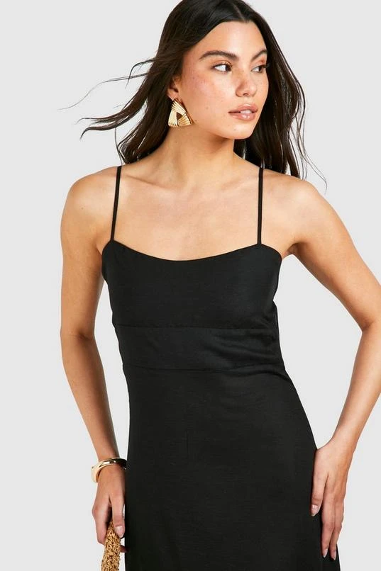 BOOHOO Linen Look Strap Detail Maxi Dress 3 BOOHOO Linen Look Strap Detail Maxi Dress - Image 3