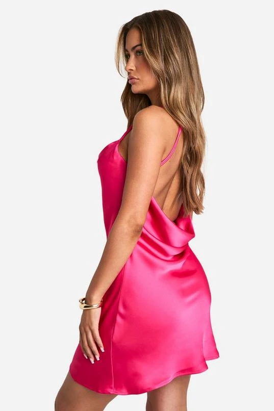 BOOHOO Satin Twist Strap Detail Mini Dress 2 BOOHOO Satin Twist Strap Detail Mini Dress - Image 2