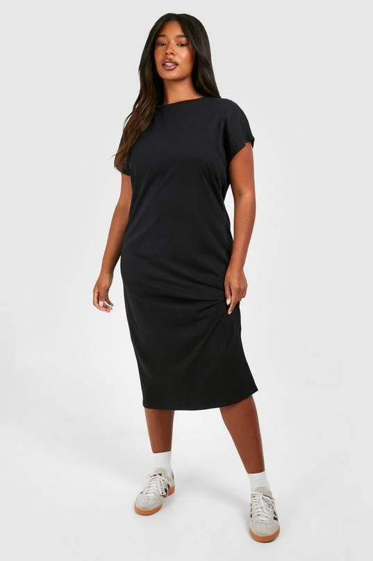 BOOHOO Plus Cotton Elastane Cap Sleeve Midi T-Shirt Dress 3 BOOHOO Plus Cotton Elastane Cap Sleeve Midi T-Shirt Dress - Image 3