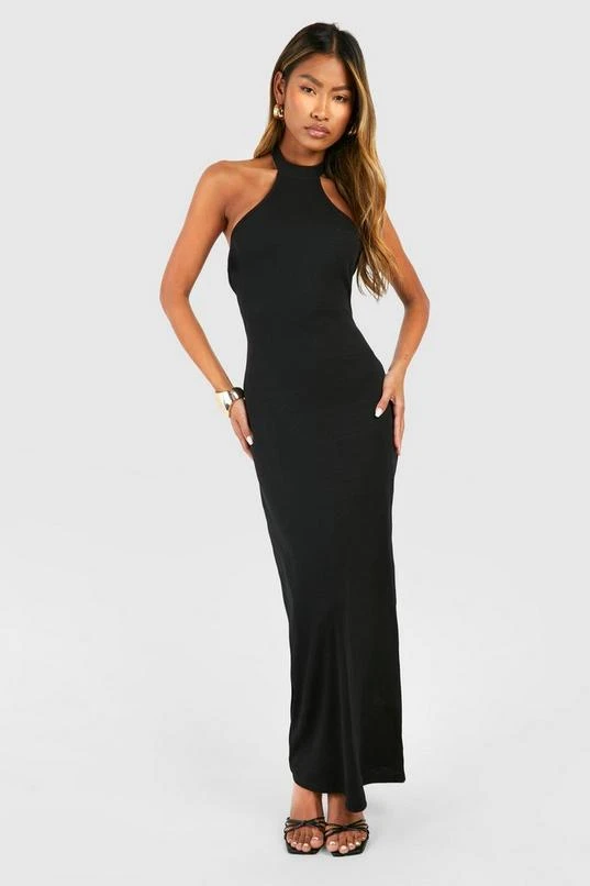 BOOHOO Halter Rib Maxi Dress 1 BOOHOO Halter Rib Maxi Dress