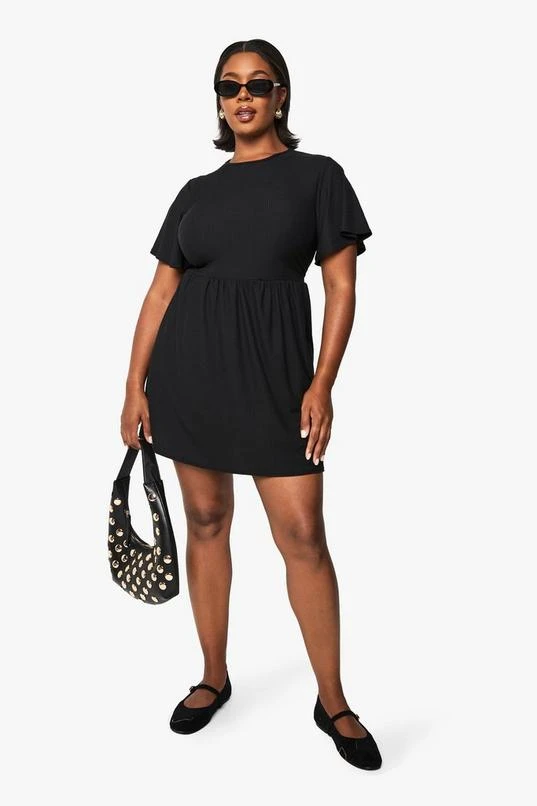 BOOHOO Plus Basic Rib Smock Dress 1 BOOHOO Plus Basic Rib Smock Dress