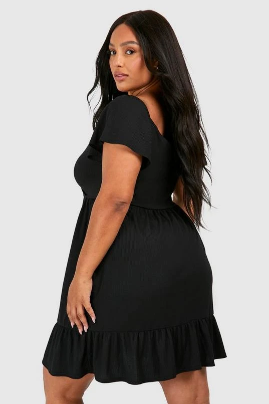 BOOHOO Plus Soft Rib Wrap Tiered Smock Dress 2 BOOHOO Plus Soft Rib Wrap Tiered Smock Dress - Image 2