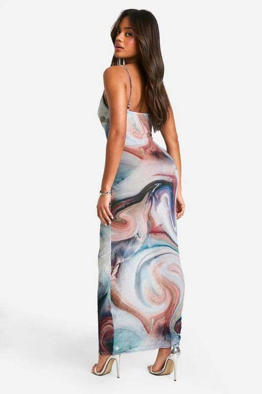 BOOHOO Marble Cowl Neck Crinkle Maxi Dress 2 BOOHOO Marble Cowl Neck Crinkle Maxi Dress - Image 2