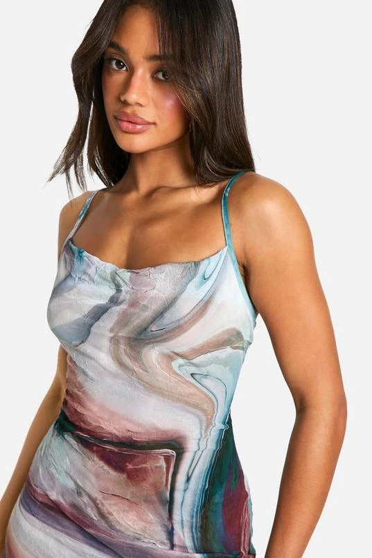 BOOHOO Marble Cowl Neck Crinkle Maxi Dress 4 BOOHOO Marble Cowl Neck Crinkle Maxi Dress - Image 4