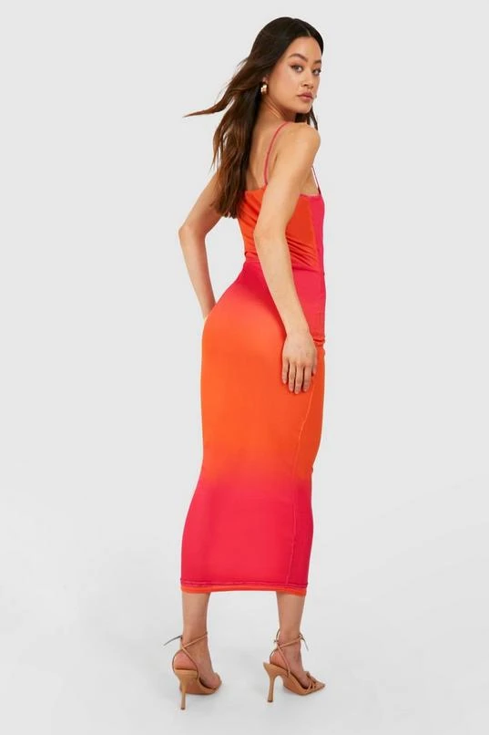 BOOHOO Tall Mesh Ombre Printed Midaxi Dress 2 BOOHOO Tall Mesh Ombre Printed Midaxi Dress - Image 2