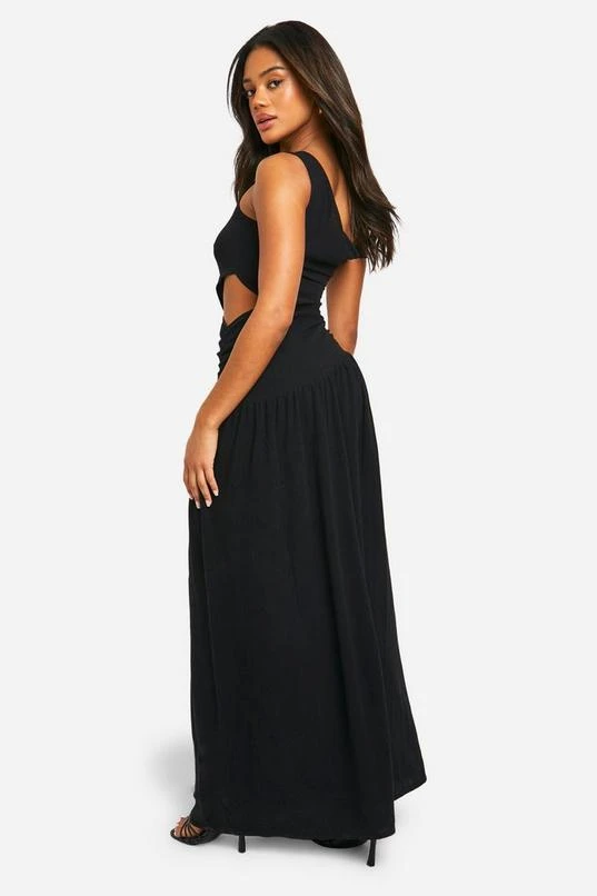 BOOHOO Linen Cold Shoulder Cut Out Midi Dress 2 BOOHOO Linen Cold Shoulder Cut Out Midi Dress - Image 2