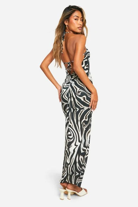BOOHOO Abstract Print Ruched Maxi Dress 2 BOOHOO Abstract Print Ruched Maxi Dress - Image 2
