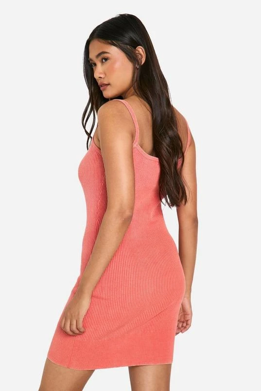 BOOHOO Acid Wash Rib Knit Scoop Strappy Mini Dress 2 BOOHOO Acid Wash Rib Knit Scoop Strappy Mini Dress - Image 2