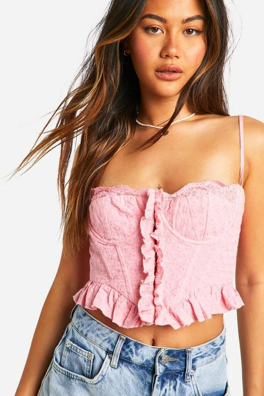 BOOHOO Broderie Frill Hem Corset 1 BOOHOO Broderie Frill Hem Corset