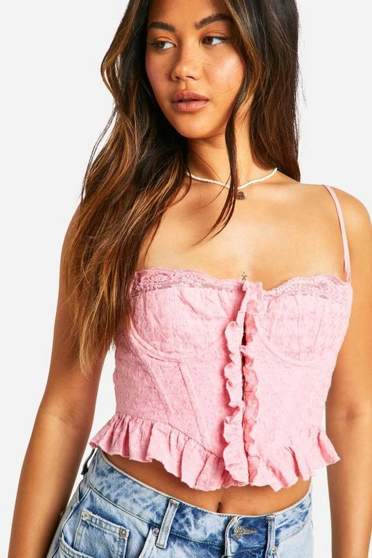 BOOHOO Broderie Frill Hem Corset 4 BOOHOO Broderie Frill Hem Corset - Image 4