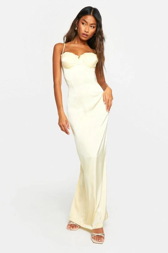 BOOHOO Satin Lace Cup Maxi Dress 1 BOOHOO Satin Lace Cup Maxi Dress