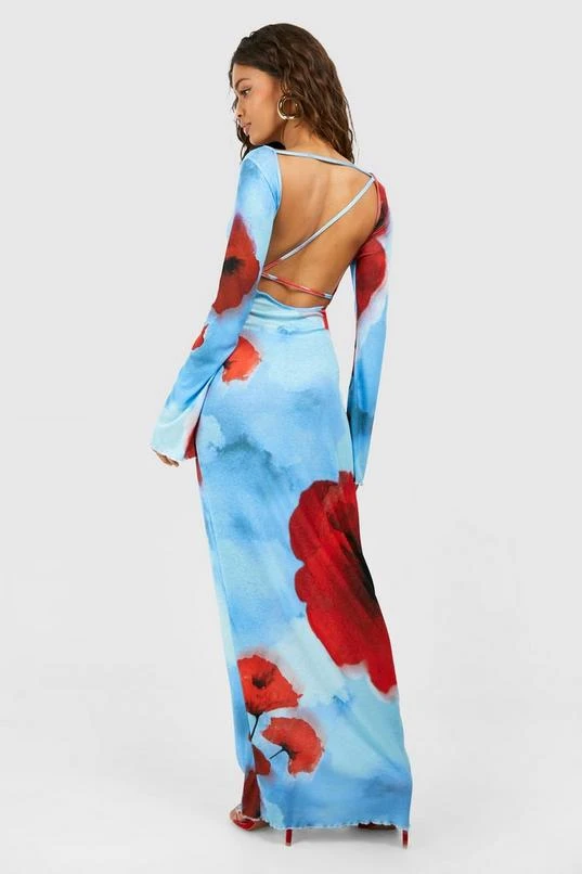 BOOHOO Sheer Scoop Back Floral Maxi Dress 2 BOOHOO Sheer Scoop Back Floral Maxi Dress - Image 2