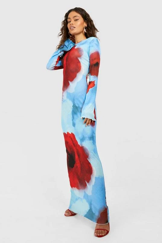 BOOHOO Sheer Scoop Back Floral Maxi Dress 3 BOOHOO Sheer Scoop Back Floral Maxi Dress - Image 3