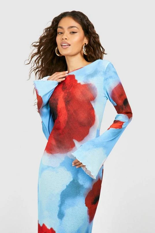 BOOHOO Sheer Scoop Back Floral Maxi Dress 4 BOOHOO Sheer Scoop Back Floral Maxi Dress - Image 4
