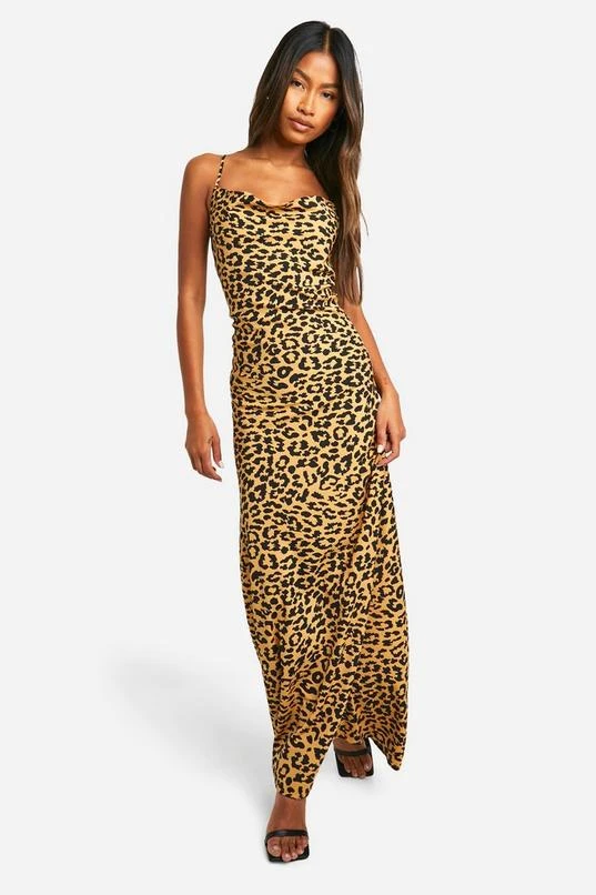 BOOHOO Leopard Cowl Neck Maxi Dress 3 BOOHOO Leopard Cowl Neck Maxi Dress - Image 3