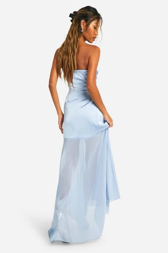BOOHOO Satin Chiffon Mix Bandeau Maxi Dress 2 BOOHOO Satin Chiffon Mix Bandeau Maxi Dress - Image 2