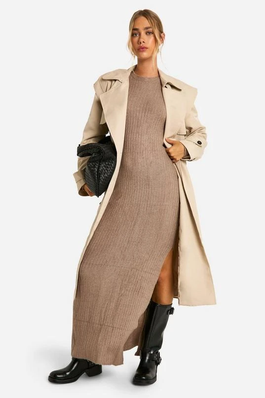 BOOHOO Soft Rib Knit Side Split Midi Dress 3 BOOHOO Soft Rib Knit Side Split Midi Dress - Image 3