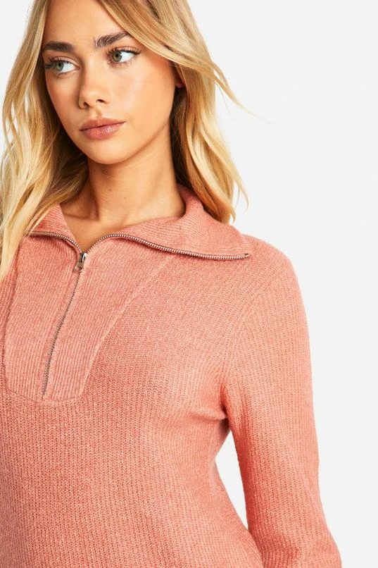 BOOHOO Soft Rib Knit Half Zip Collar Jumper Dress 4 BOOHOO Soft Rib Knit Half Zip Collar Jumper Dress - Image 4
