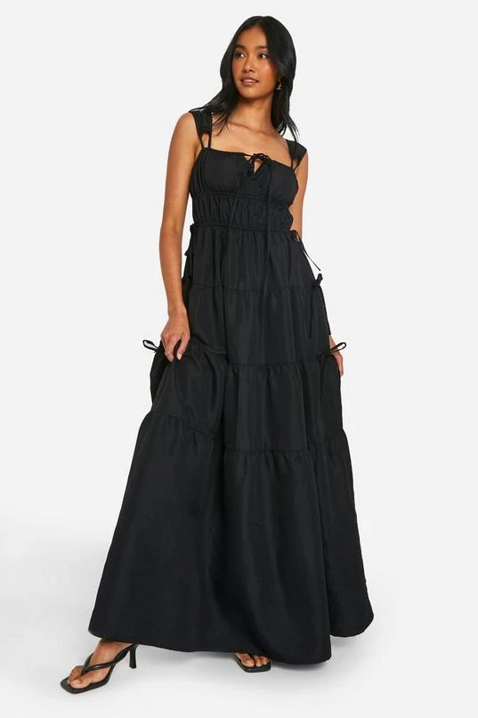 BOOHOO Shirred Tiered Maxi Dress 1 BOOHOO Shirred Tiered Maxi Dress