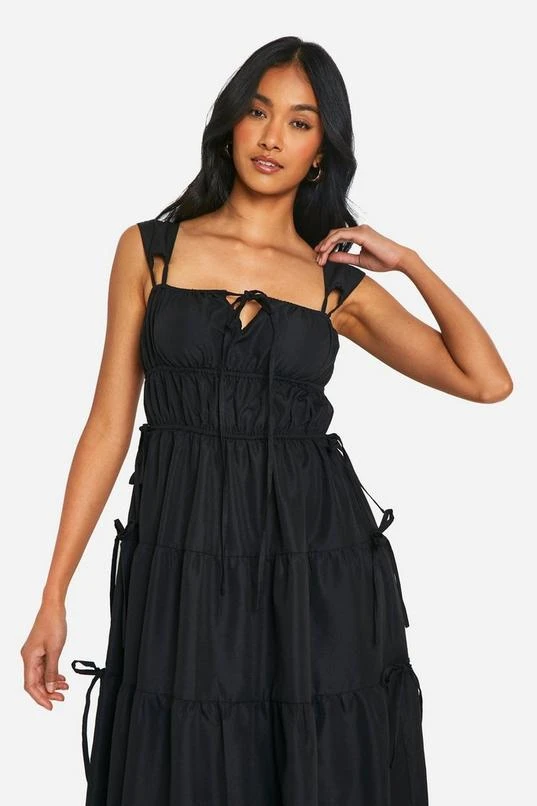BOOHOO Shirred Tiered Maxi Dress 3 BOOHOO Shirred Tiered Maxi Dress - Image 3