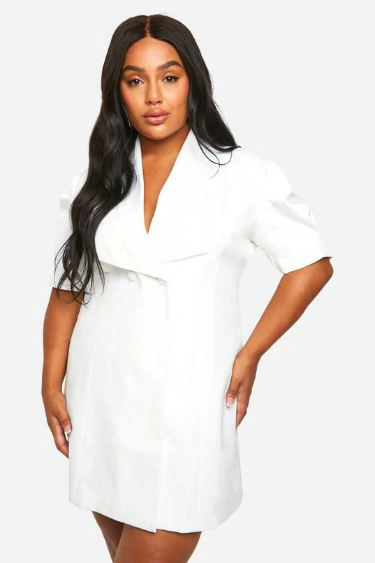 BOOHOO Plus Bow Detail Puff Sleeve Blazer Dress 1 BOOHOO Plus Bow Detail Puff Sleeve Blazer Dress