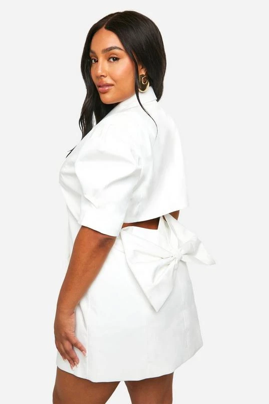 BOOHOO Plus Bow Detail Puff Sleeve Blazer Dress 2 BOOHOO Plus Bow Detail Puff Sleeve Blazer Dress - Image 2