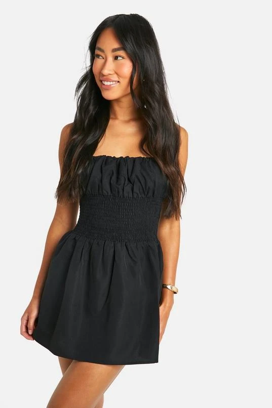 BOOHOO Shirred Waist Smock Dress 1 BOOHOO Shirred Waist Smock Dress
