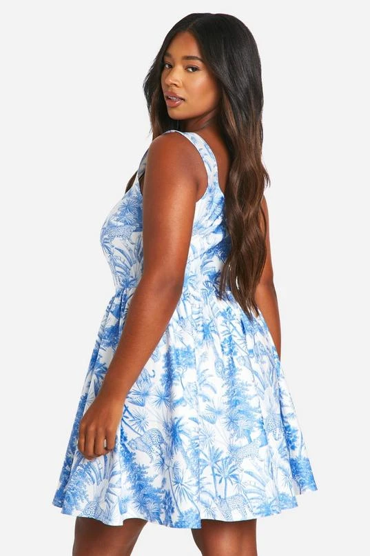 BOOHOO Plus Bengaline Porcelain Corset Skater Dress 2 BOOHOO Plus Bengaline Porcelain Corset Skater Dress - Image 2