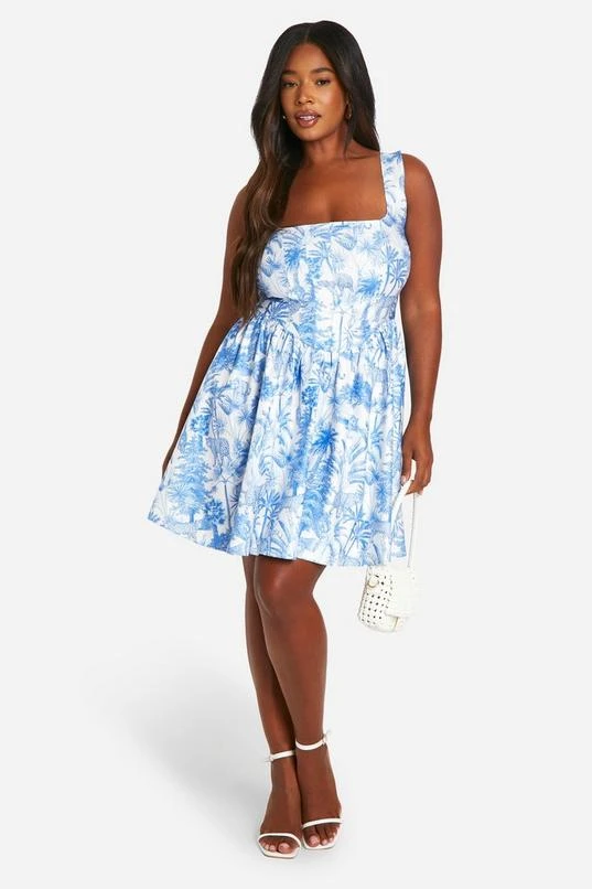 BOOHOO Plus Bengaline Porcelain Corset Skater Dress 3 BOOHOO Plus Bengaline Porcelain Corset Skater Dress - Image 3