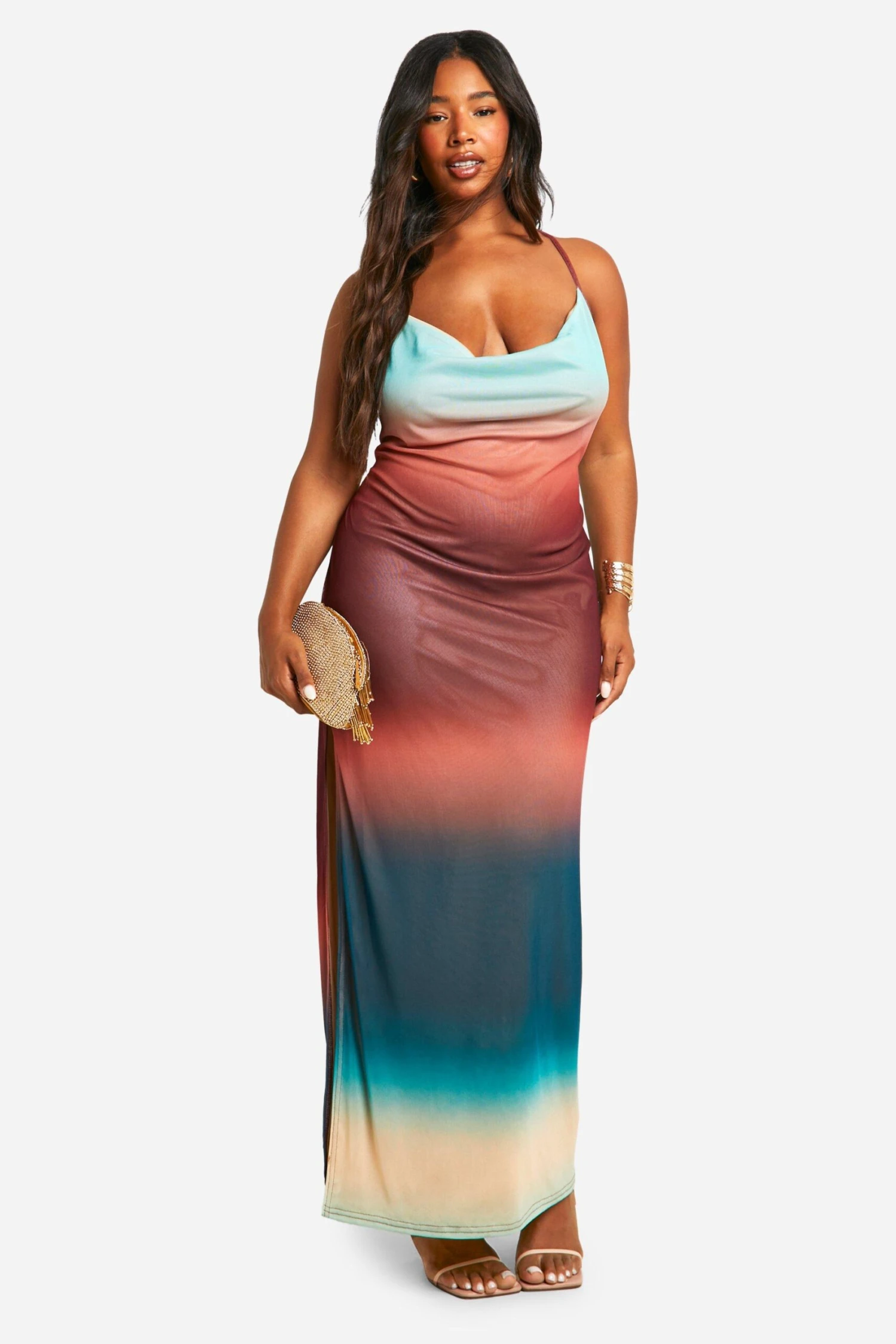 BOOHOO Plus Ombre Cowl Neck Maxi Dress 5 BOOHOO Plus Ombre Cowl Neck Maxi Dress - Image 5