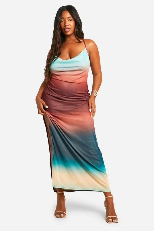 BOOHOO Plus Ombre Cowl Neck Maxi Dress 3 BOOHOO Plus Ombre Cowl Neck Maxi Dress - Image 3