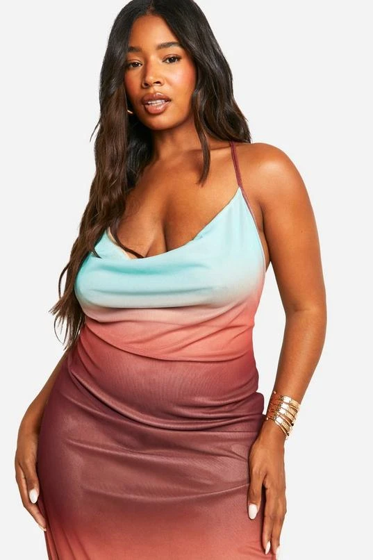 BOOHOO Plus Ombre Cowl Neck Maxi Dress 4 BOOHOO Plus Ombre Cowl Neck Maxi Dress - Image 4