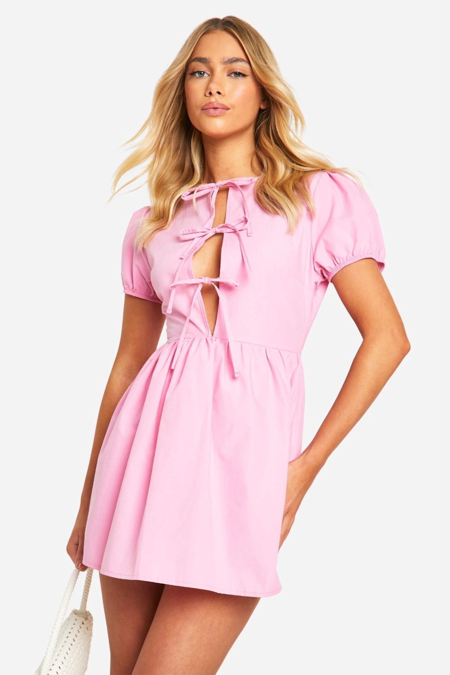 BOOHOO Bow Front Mini Smock Dress 5 BOOHOO Bow Front Mini Smock Dress - Image 5