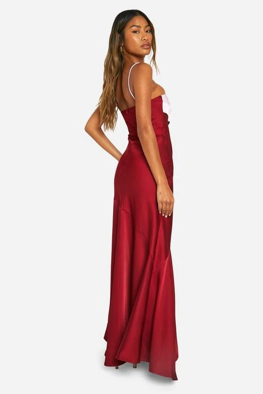 BOOHOO Contrast Satin Maxi Dress 2 BOOHOO Contrast Satin Maxi Dress - Image 2