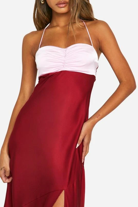 BOOHOO Contrast Satin Maxi Dress 4 BOOHOO Contrast Satin Maxi Dress - Image 4