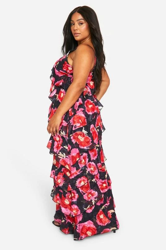 BOOHOO Plus Floral Printed Ruffle Strap Maxi Dress 2 BOOHOO Plus Floral Printed Ruffle Strap Maxi Dress - Image 2