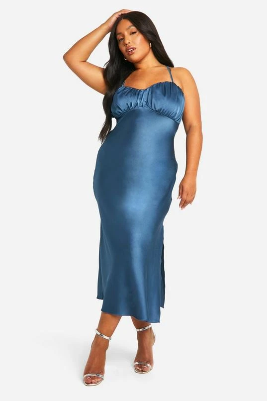 BOOHOO Plus Ruched Detail Midaxi Dress 1 BOOHOO Plus Ruched Detail Midaxi Dress