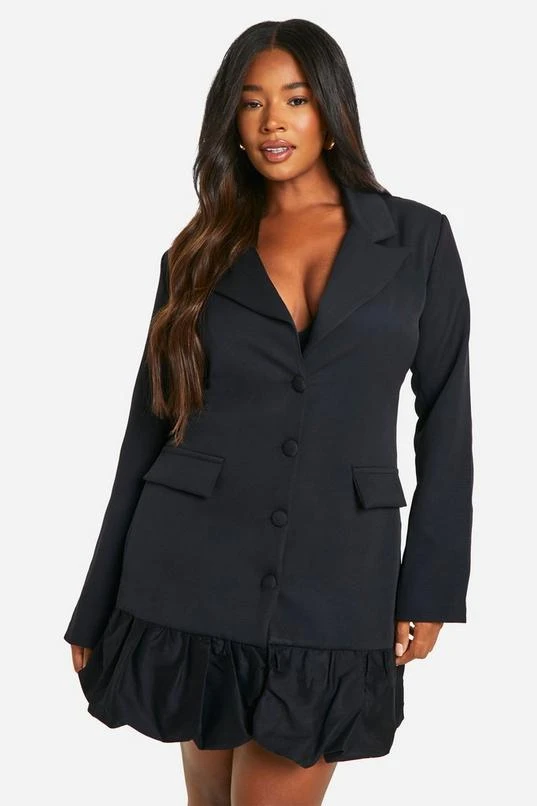 BOOHOO Plus Contrast Puff Ball Blazer Dress 1 BOOHOO Plus Contrast Puff Ball Blazer Dress