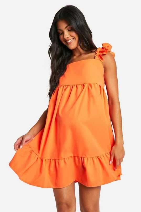 BOOHOO Maternity Frill Sleeve Smock Mini Dress 1 BOOHOO Maternity Frill Sleeve Smock Mini Dress