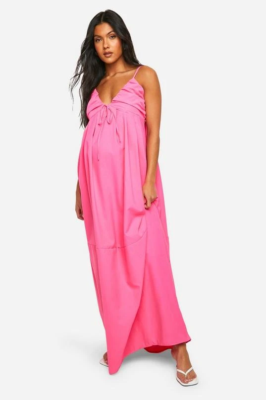 BOOHOO Maternity Linen Look Strappy Maxi Dress 3 BOOHOO Maternity Linen Look Strappy Maxi Dress - Image 3