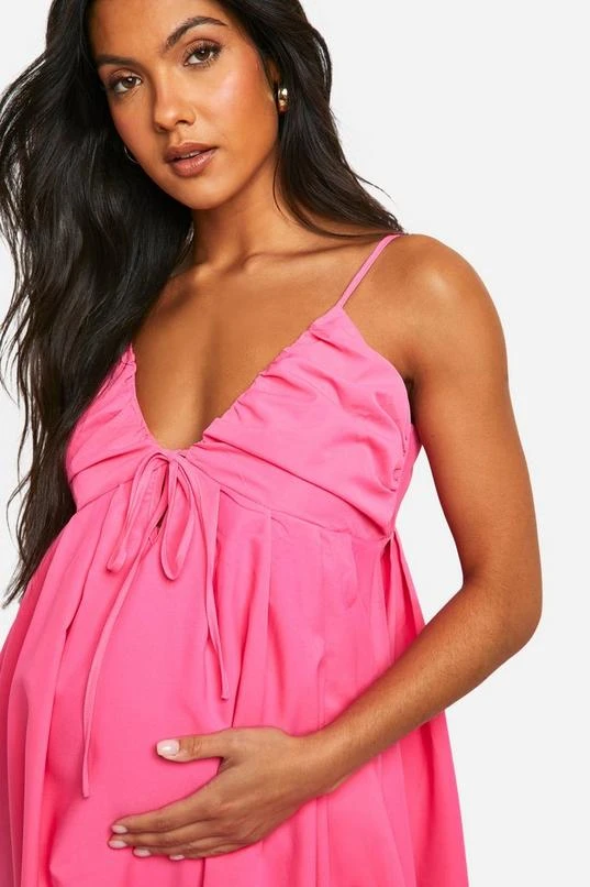 BOOHOO Maternity Linen Look Strappy Maxi Dress 4 BOOHOO Maternity Linen Look Strappy Maxi Dress - Image 4
