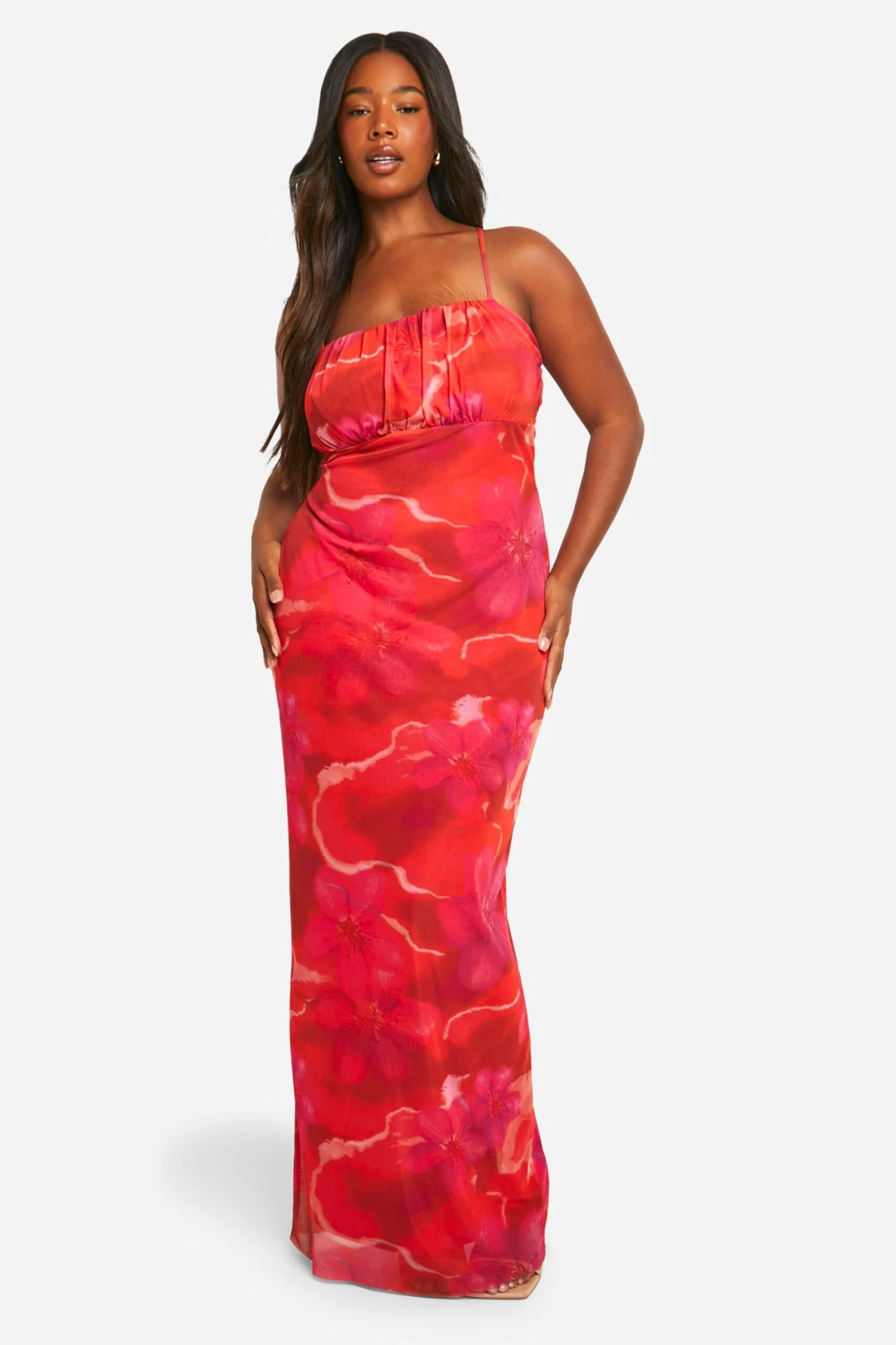 BOOHOO Plus Abstract Floral Strappy Maxi Dress 5 BOOHOO Plus Abstract Floral Strappy Maxi Dress - Image 5