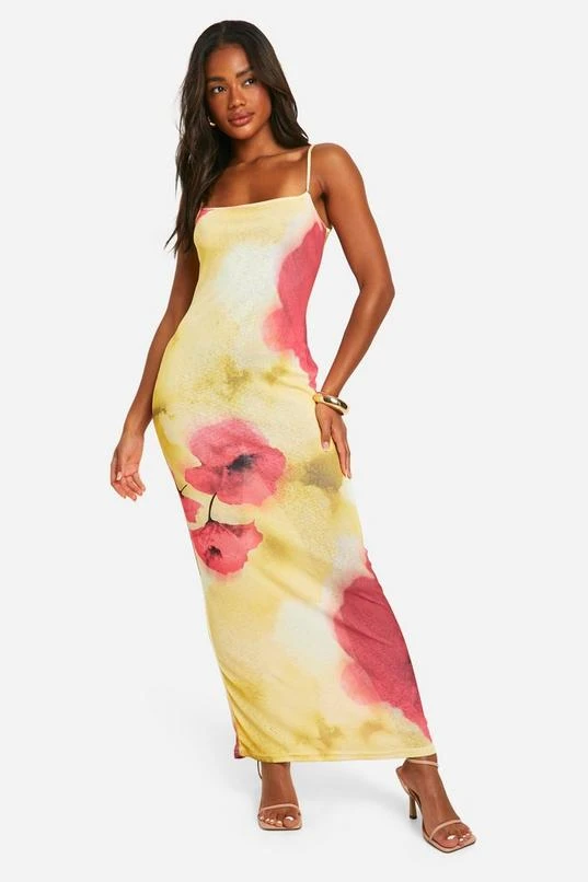 BOOHOO Sheer Floral Strappy Maxi Dress 3 BOOHOO Sheer Floral Strappy Maxi Dress - Image 3