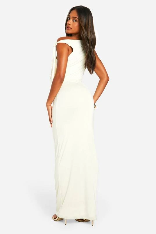 BOOHOO Slinky Tie Shoulder Slash Neck Maxi Dress 2 BOOHOO Slinky Tie Shoulder Slash Neck Maxi Dress - Image 2