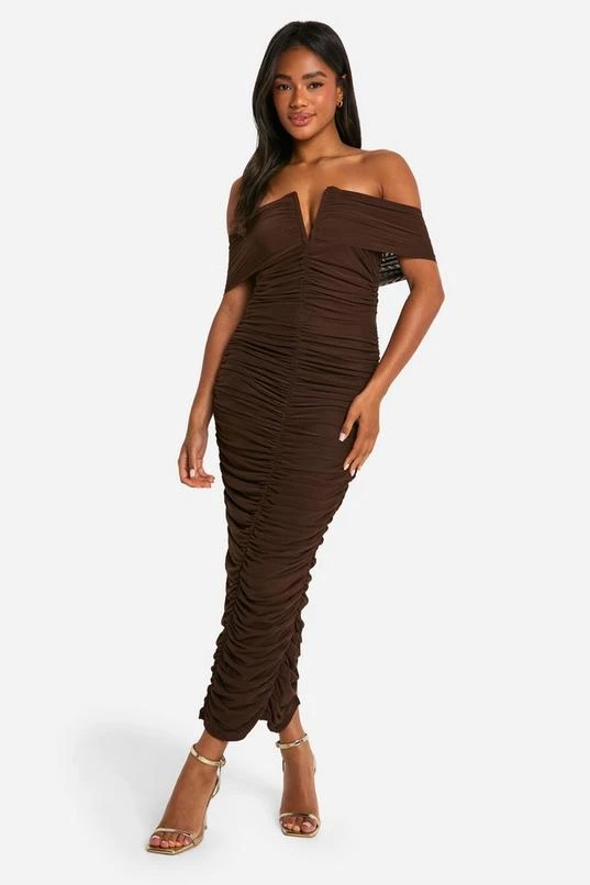 BOOHOO Premium Power Mesh Structured Midi Dress 1 BOOHOO Premium Power Mesh Structured Midi Dress