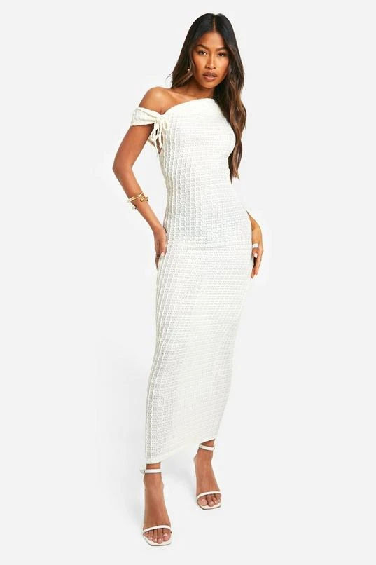 BOOHOO Asymmetric Textured Midi Dress 1 BOOHOO Asymmetric Textured Midi Dress
