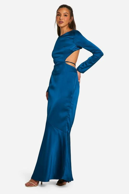 BOOHOO Satin Tie Back Maxi Dress 3 BOOHOO Satin Tie Back Maxi Dress - Image 3