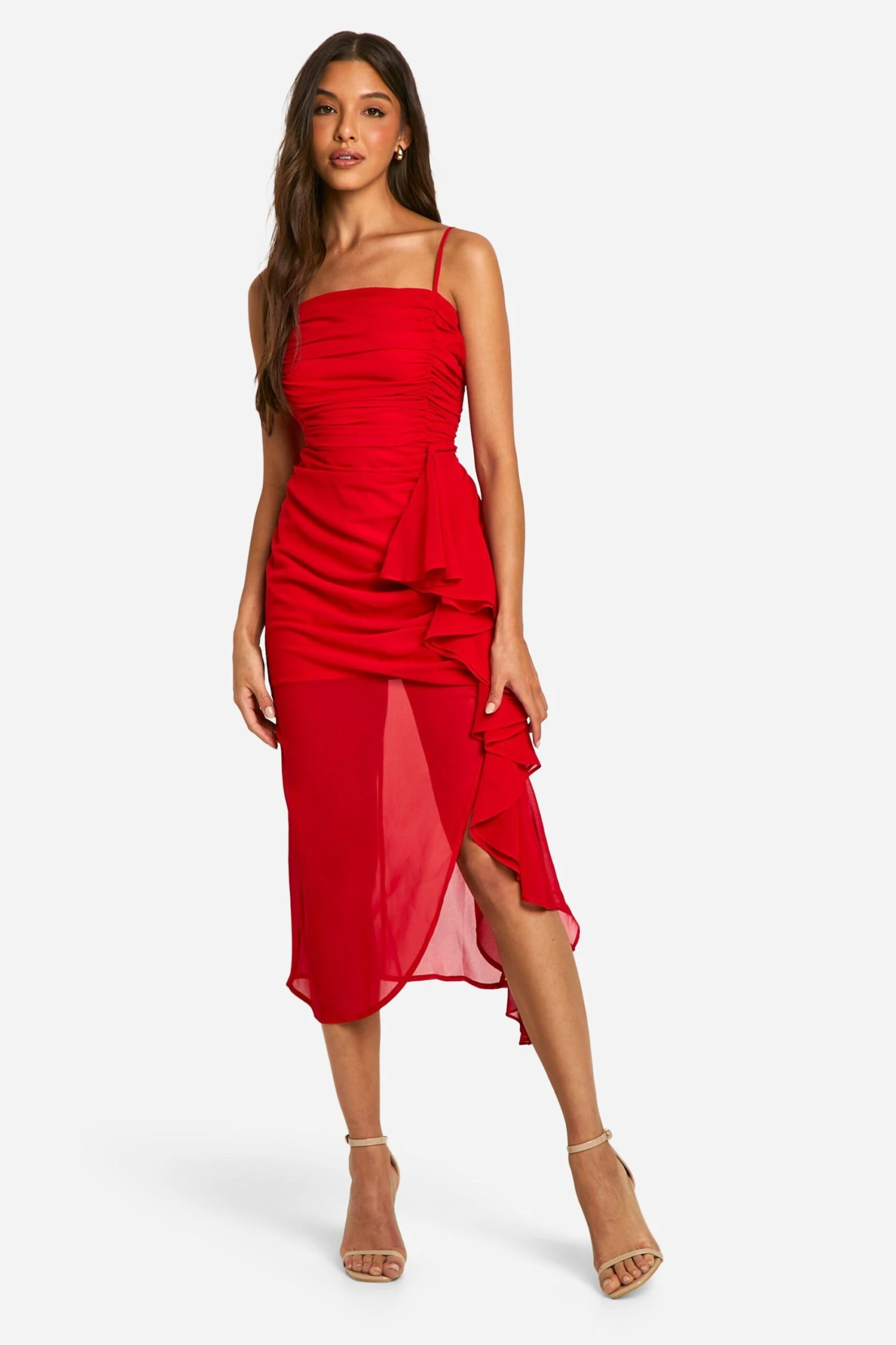 BOOHOO Ruffle Cowl Strappy Midaxi Dress 5 BOOHOO Ruffle Cowl Strappy Midaxi Dress - Image 5