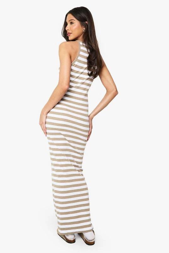 BOOHOO Basic Stripe Rib Racer Neck Maxi 2 BOOHOO Basic Stripe Rib Racer Neck Maxi - Image 2